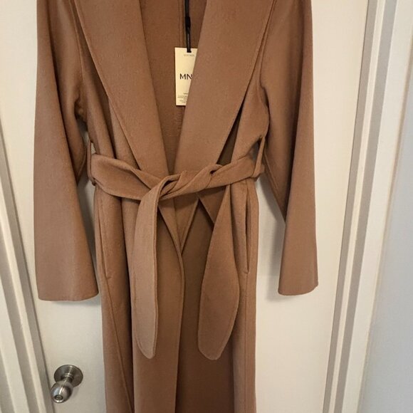 Iconic Mango 76% Wool Handmade Belted Coat Old Money - Picture 10 of 15